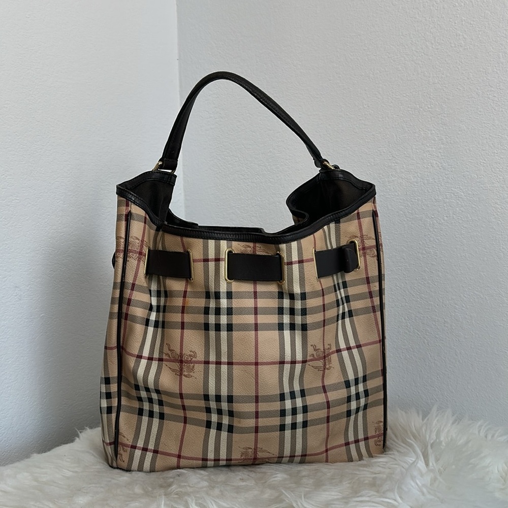 💯Authentic BURBERRY Haymarket Check Medium Walden Belted Hobo Bag🍀 - Picture 17 of 17